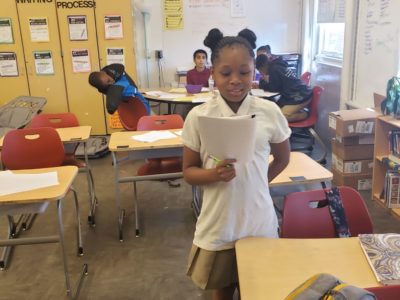 Elementary student poetry slam