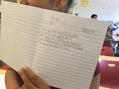 Elementary student poetry slam